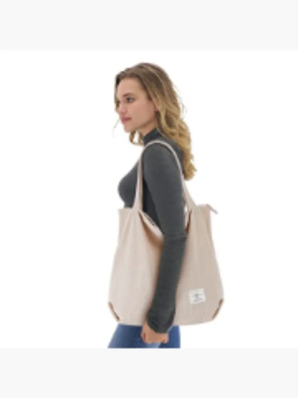 Corduroy Tote Bag Zipper Casual Handbag Big Capacity Shoulder Bag with Pockets